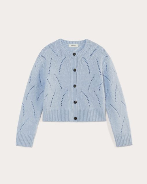 Alternative view of The Pointelle Cardigan in Cloud | Chambray Blue
