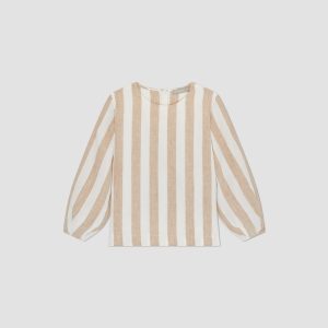 Alternative view of The Linen Long-Sleeve Top | Bone / Caramel