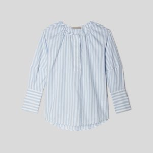 Alternative view of The Silky Cotton Balloon Sleeve Top | Periwinkle / White