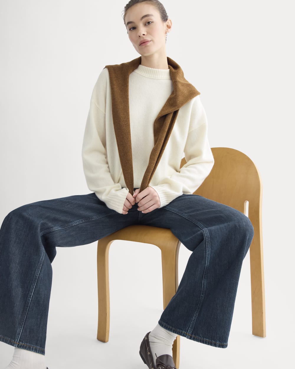 Cashmere Boyfriend Sweater | Snow - Image 3