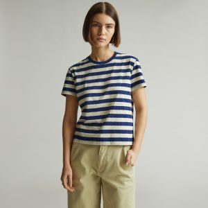 Alternative view of The Box-Cut Tee in Essential Cotton | Ocean Cavern / Canvas Tan | No Pocket