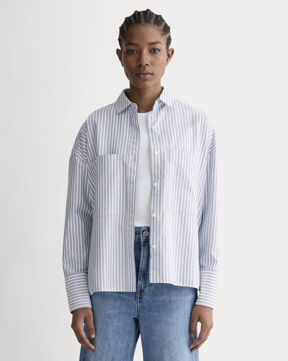 The Boxy Oxford | Bone / Mazarine Blue