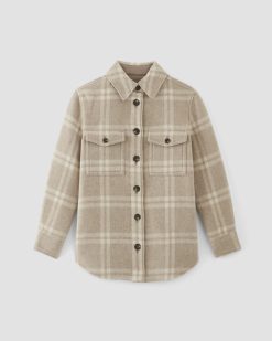 Alternative view of The Italian ReWool® Oversized Shirt Jacket | Taupe / Cream