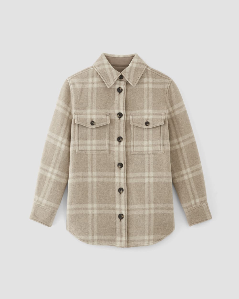 The Italian ReWool® Oversized Shirt Jacket | Taupe / Cream - Image 2
