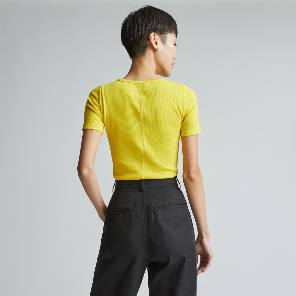 The Pima Micro-Rib Crew Tee | High Visibility Yellow - Image 3
