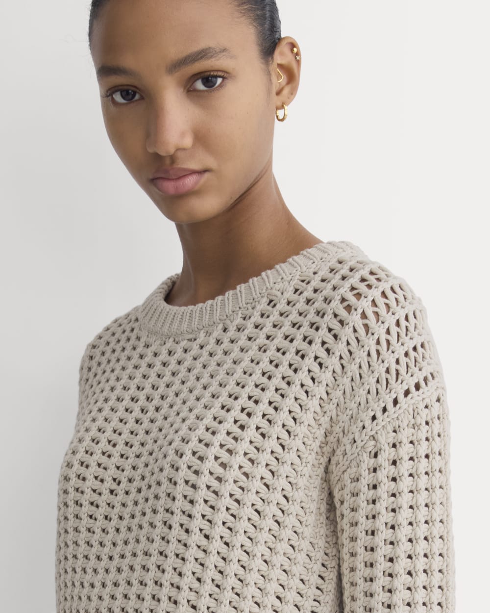 Open-Knit Crew in Elevated Cotton | Peyote - Image 5