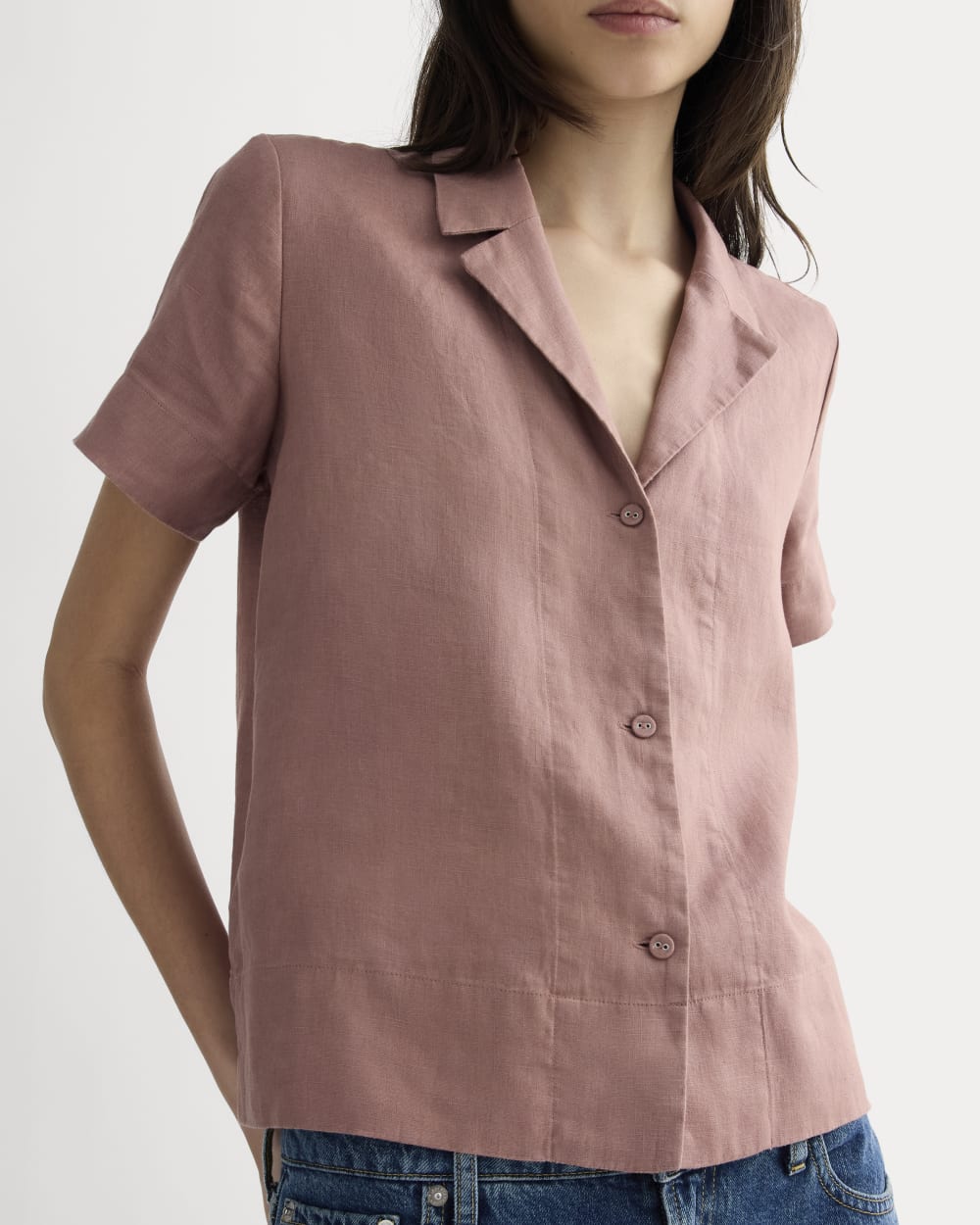 The Notch Shirt in Linen | Rose Dusk - Image 4