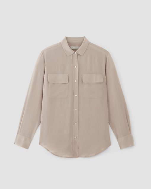 Alternative view of The Utility Shirt in Washable Silk | Burnt Sugar
