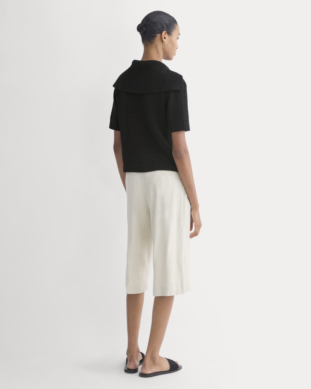 Open Collar Polo | Black - Image 5