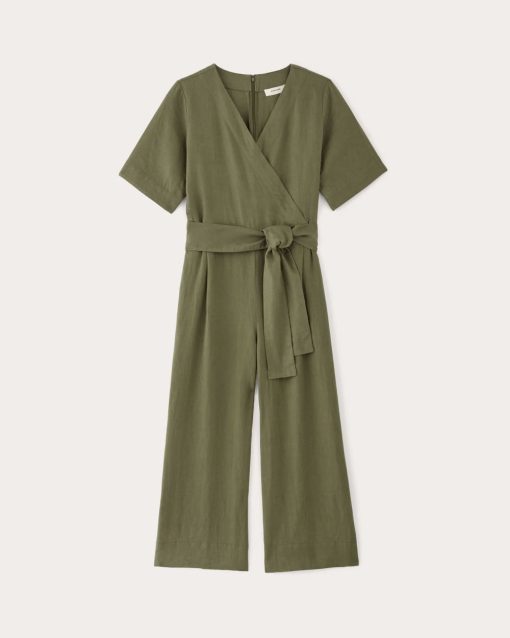 Alternative view of The Wrap Jumpsuit in Linen | Kalamata
