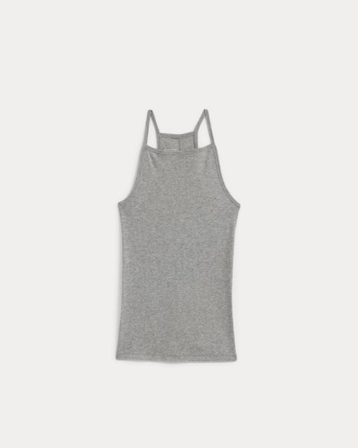 Alternative view of Tissue Narrow Racerback Tank | Heathered Grey