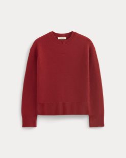 Alternative view of The Cotton Honeycomb Square Crew | Berry Red