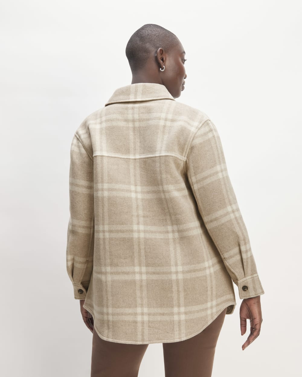 The Italian ReWool® Oversized Shirt Jacket | Taupe / Cream - Image 6