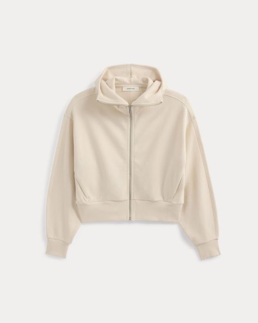 Alternative view of Lightweight Terry Cropped Full-Zip | Parchment