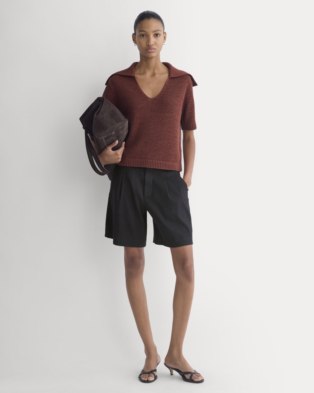 Open Collar Polo | Henna Red - Image 3