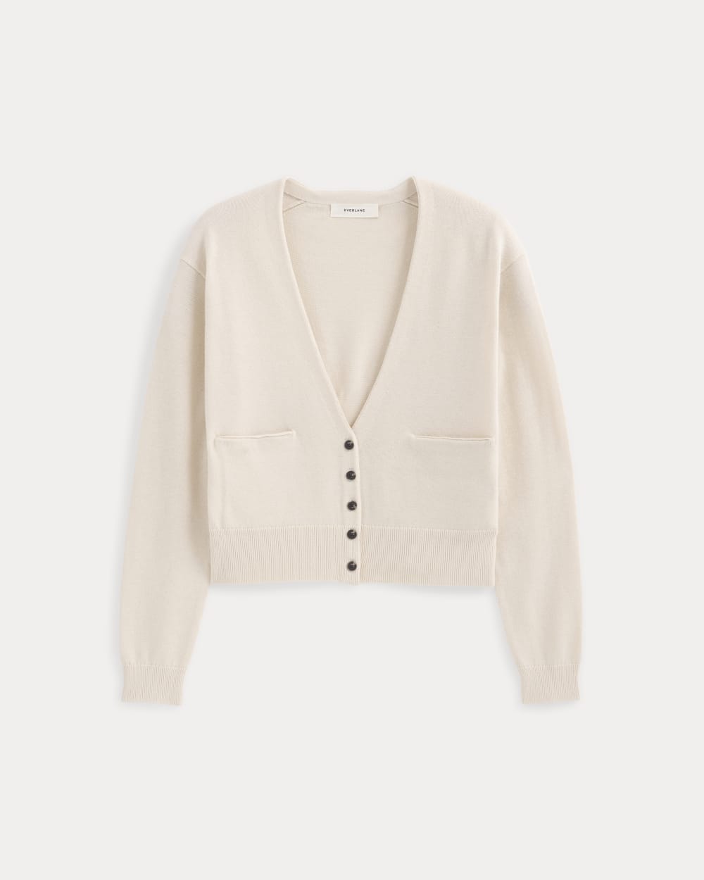 Deep V-Neck Cardigan in Cotton Merino | Canvas - Image 2
