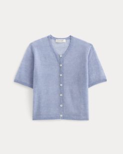 Alternative view of The Air Alpaca™ Short-Sleeve Cardigan | Soft Blue