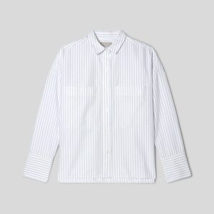Alternative view of The Boxy Oxford | White / Periwinkle Mini Stripe