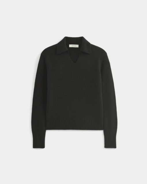 Alternative view of Cashmere Polo Sweater | Black