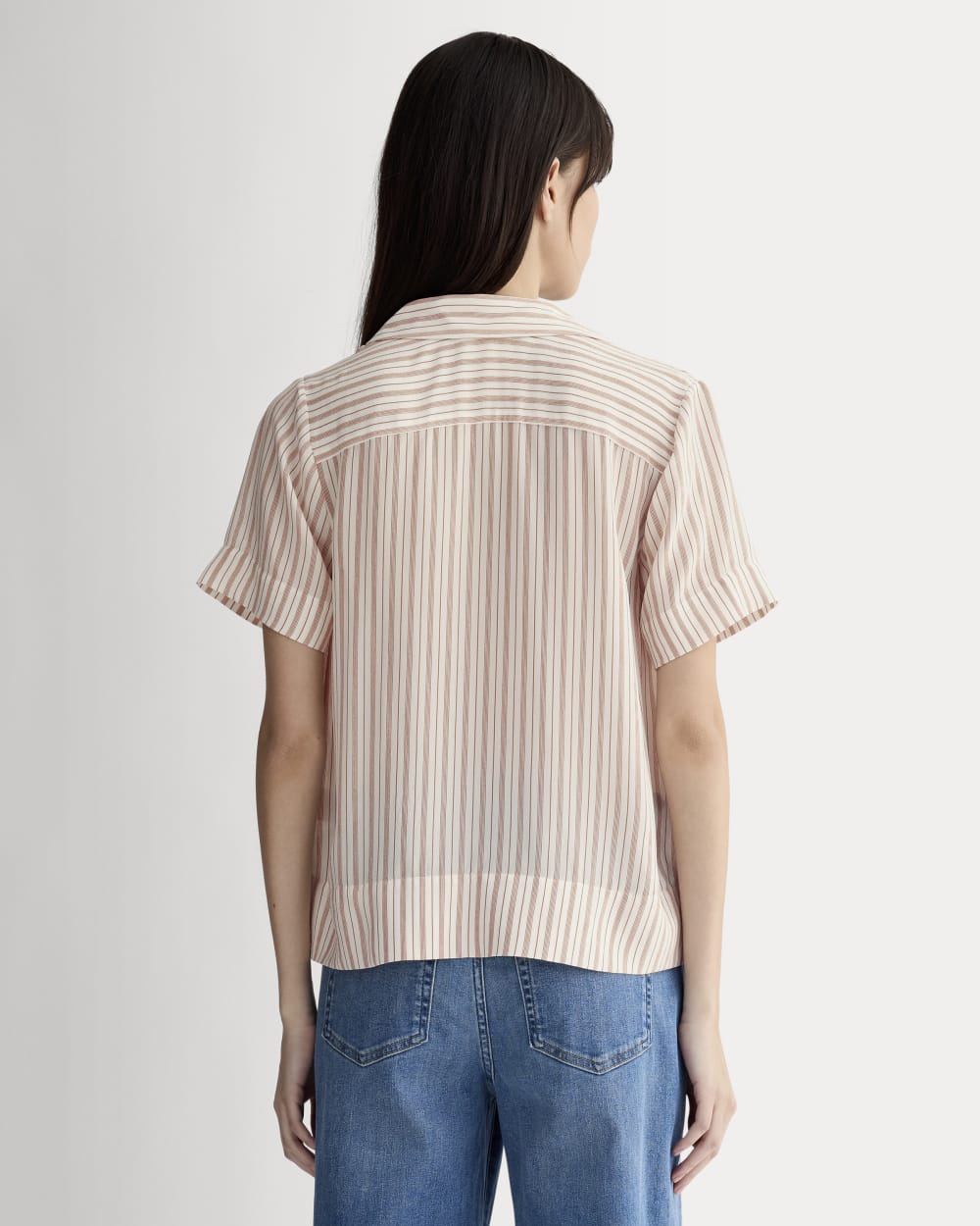 The Notch Shirt in Washable Silk | Bone / Dusky Rose - Image 5