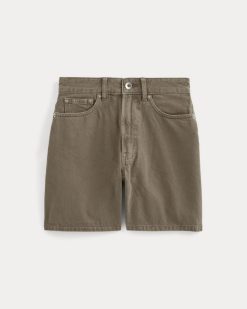 Alternative view of The A-Line Denim Short | Garment-Dyed Chocolate