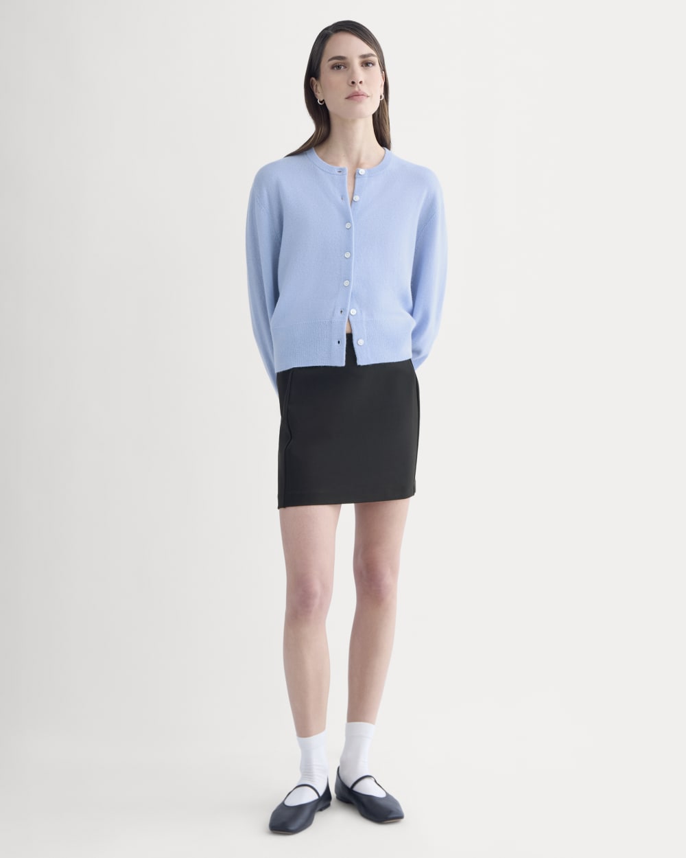 Cashmere Cropped Cardigan | Open Air Blue - Image 3