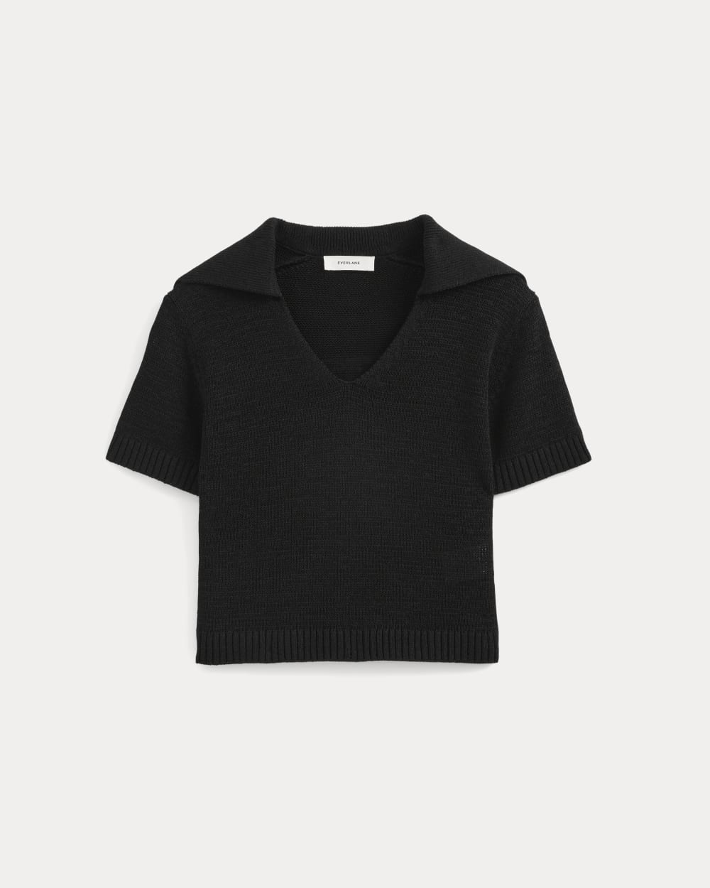 Open Collar Polo | Black - Image 2