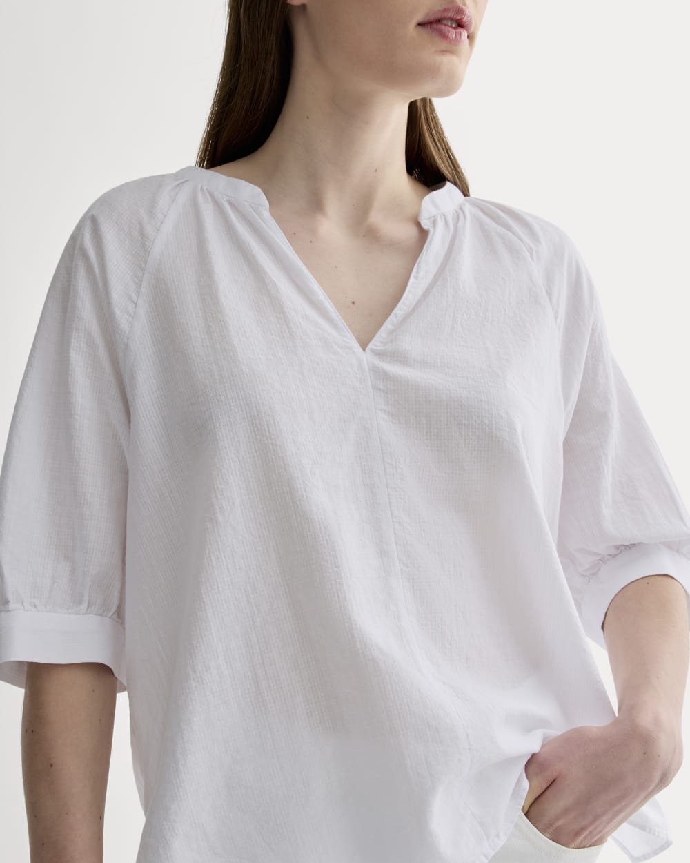 The Gauze Gathered Top | White - Image 4