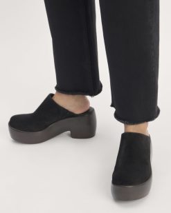 Alternative view of The Wooden Puffa Clog | Black Suede