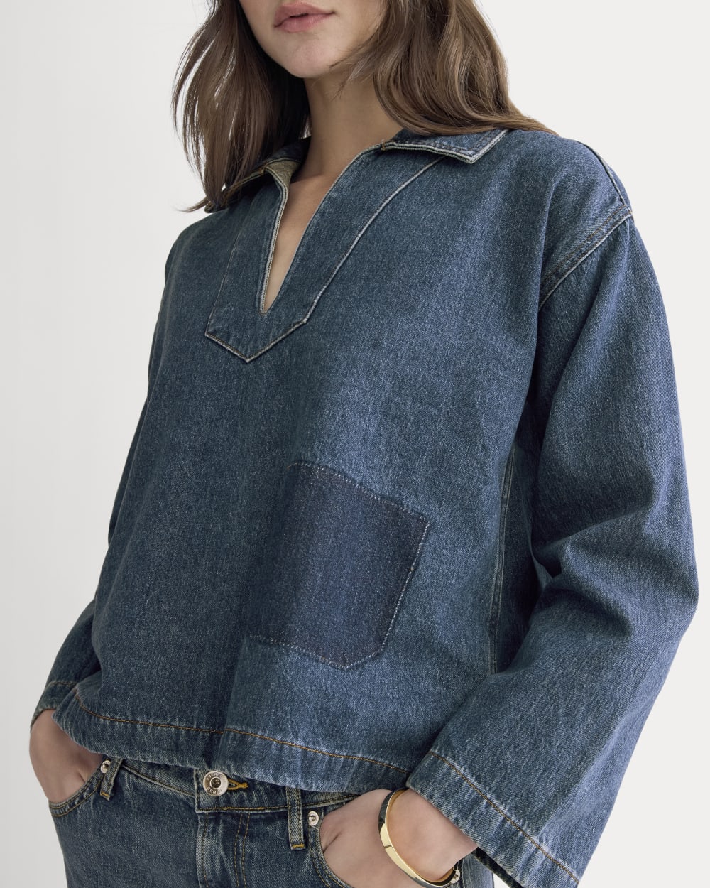 The Cropped Denim Tunic | Tungsten Blue Stone - Image 4