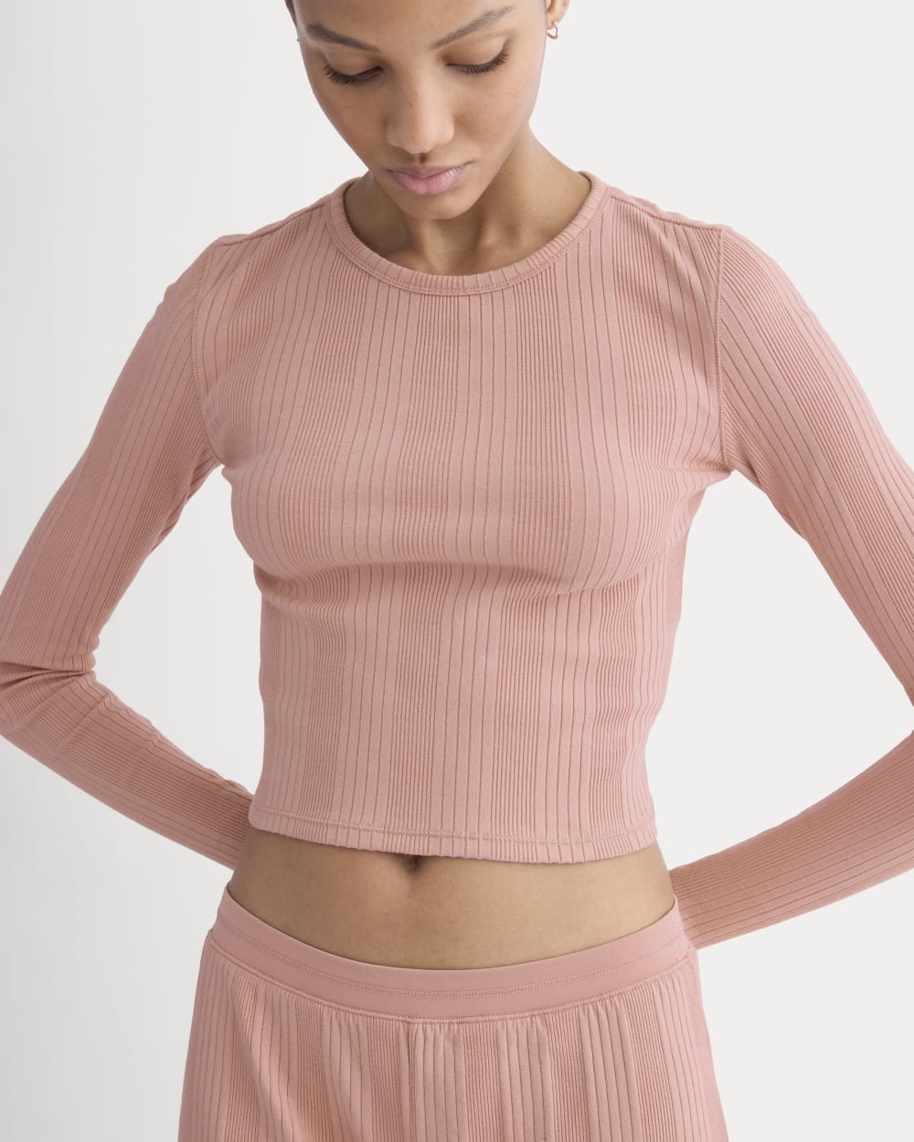 Lounge Rib Cropped Shirt | Ash Rose - Image 4