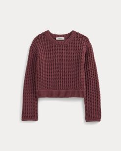 Alternative view of Open-Knit Crew in Elevated Cotton | Henna Red