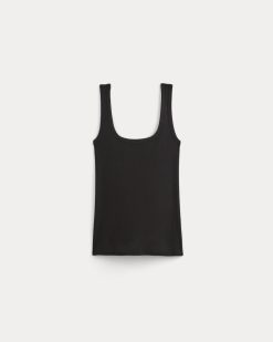 Alternative view of The Luxe Rib Square-Neck Tank | Black