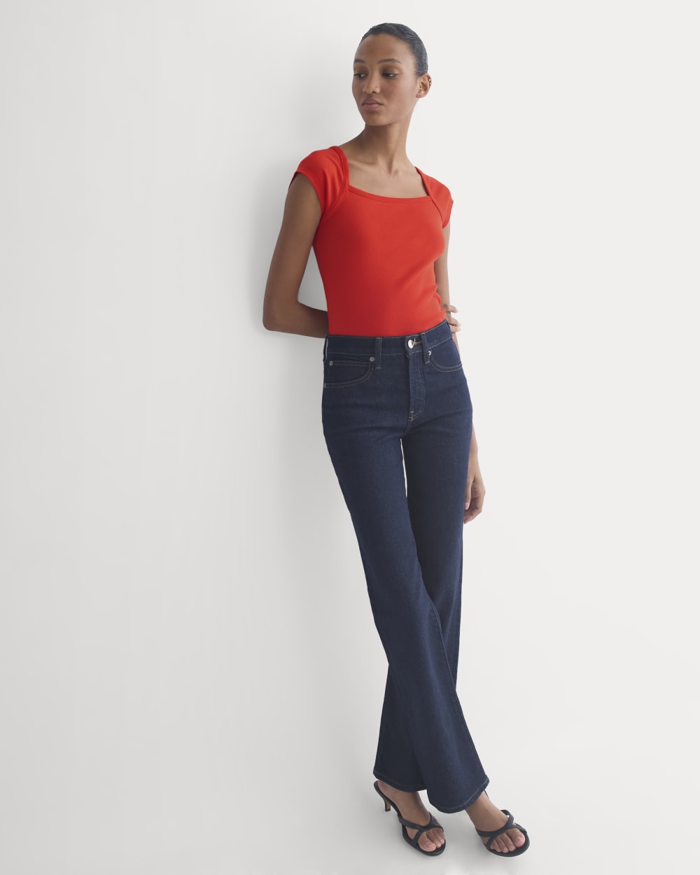 RetroSoft Cotton Square-Neck Tee | Fiery Red - Image 3