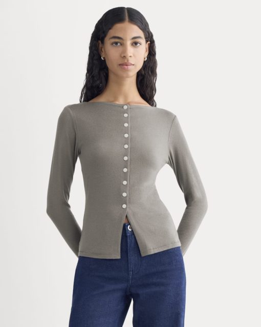 Button-Up Top in Butterluxe | Taupe