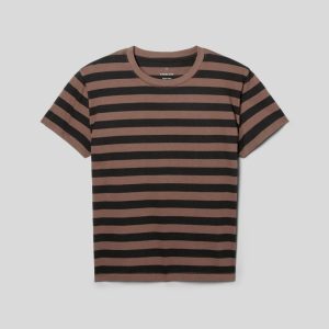 Alternative view of The Box-Cut Tee in Essential Cotton | Chocolate Brown / Black | No Pocket