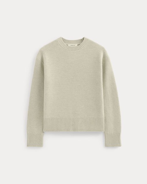 Alternative view of The Cotton Honeycomb Square Crew | Heathered Oat