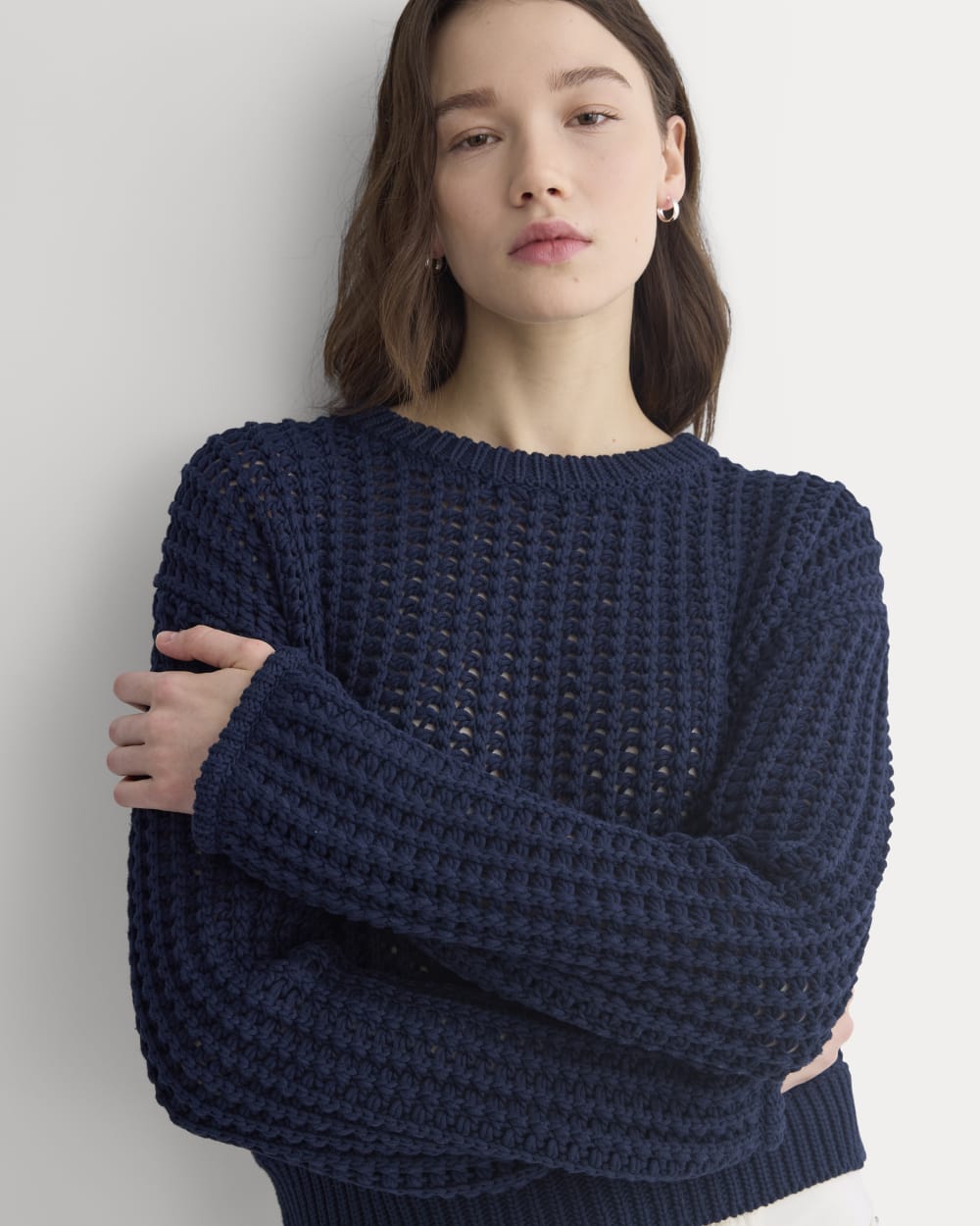 Open-Knit Crew in Elevated Cotton | Navy - Image 4