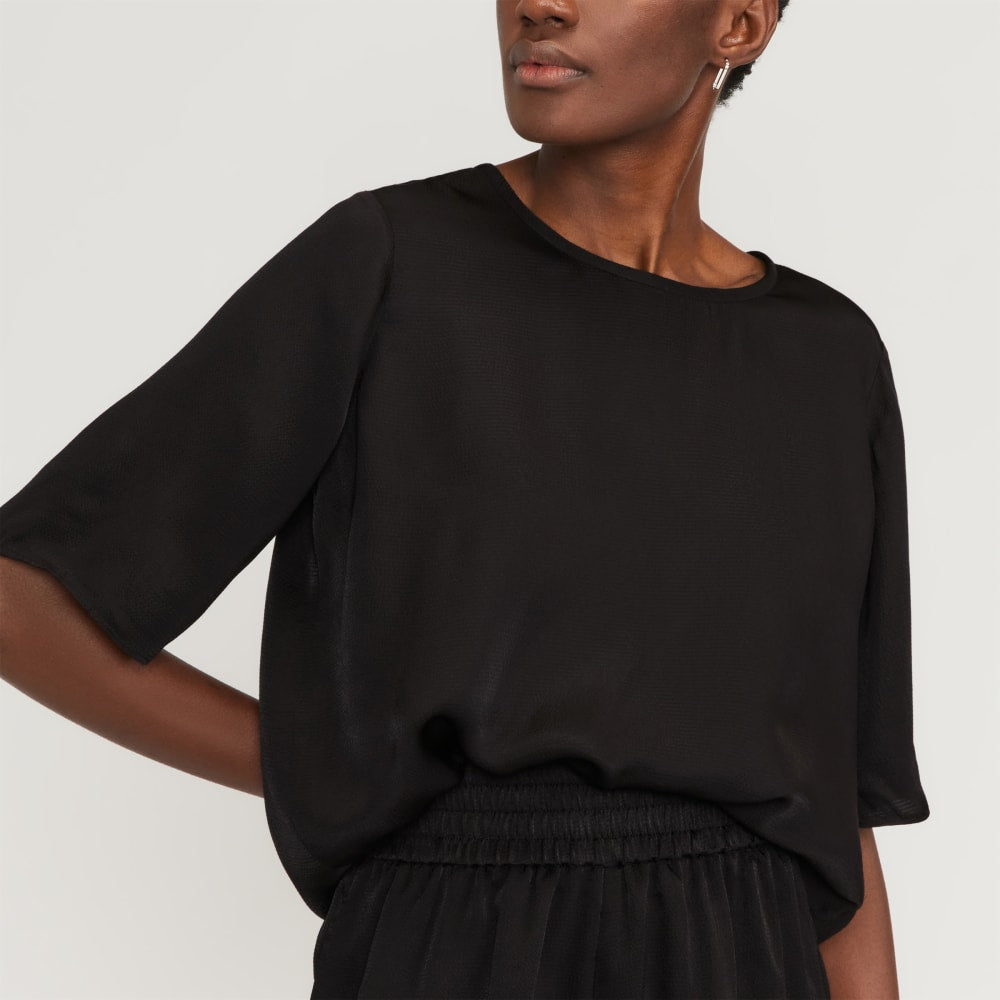 The Satin Relaxed Tee | Black - Image 4