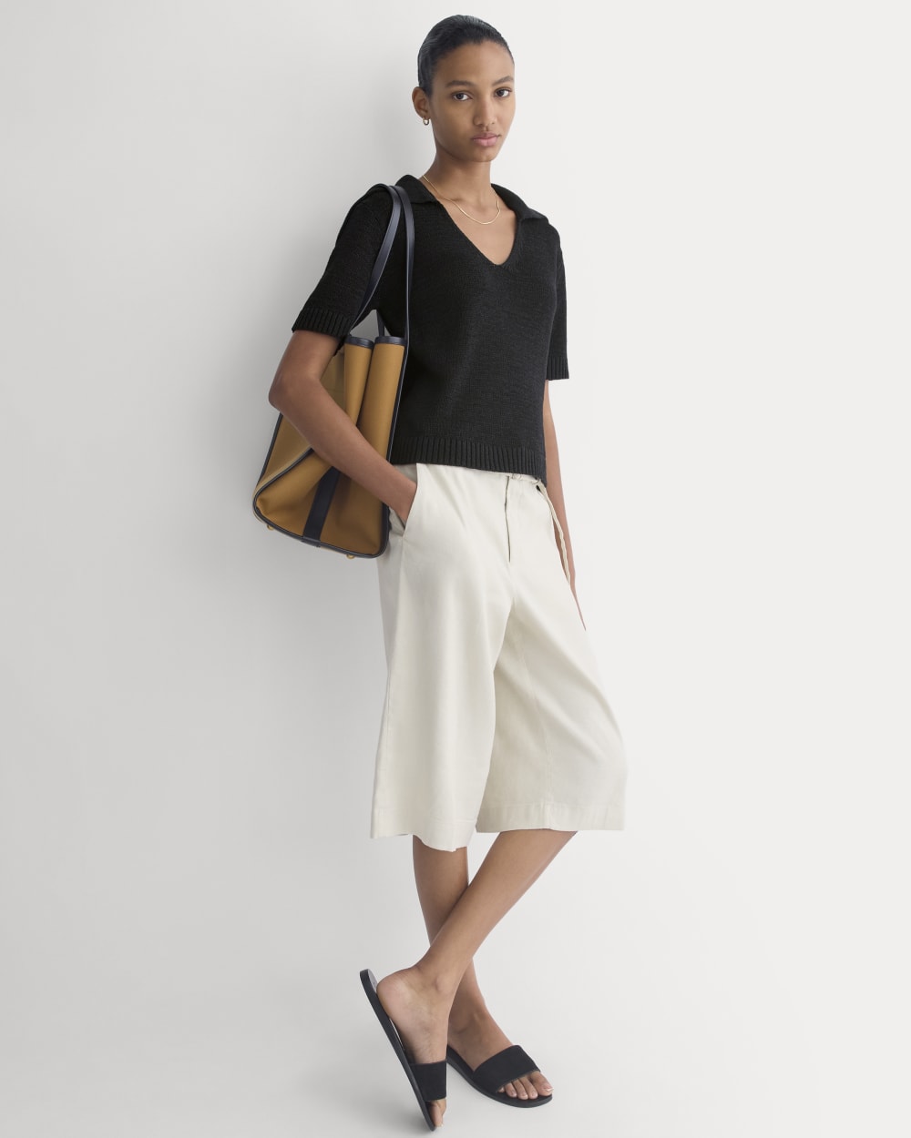 Open Collar Polo | Black - Image 4
