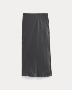 Alternative view of Slip Skirt in Silk Charmeuse | Graphite