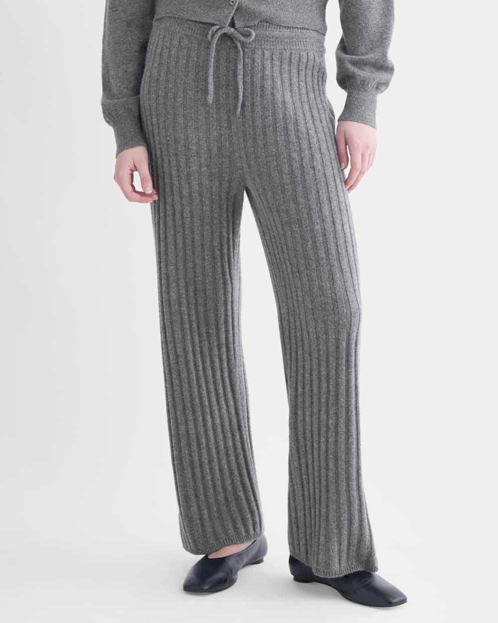 Straight-Leg Pant in Wool Cashmere | Heather Charcoal - Image 3