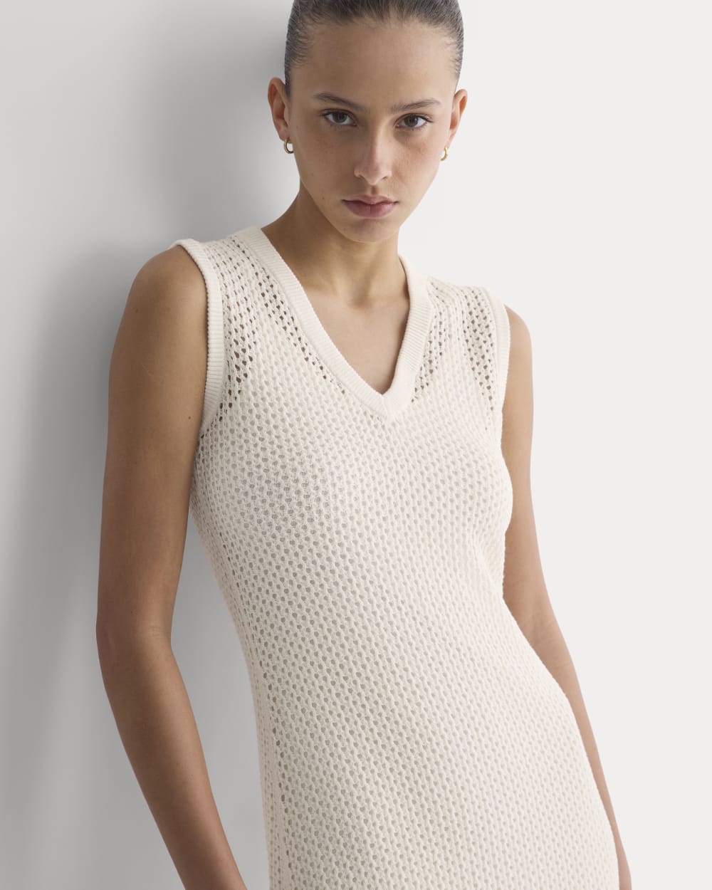 Lace Knit Maxi Sweater Dress | Bone - Image 3