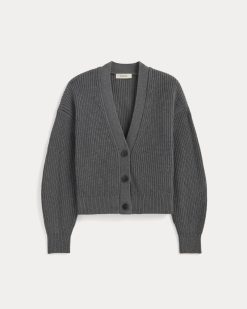 Alternative view of The Boxy Cardigan in Everyday Cotton | Heathered Charcoal