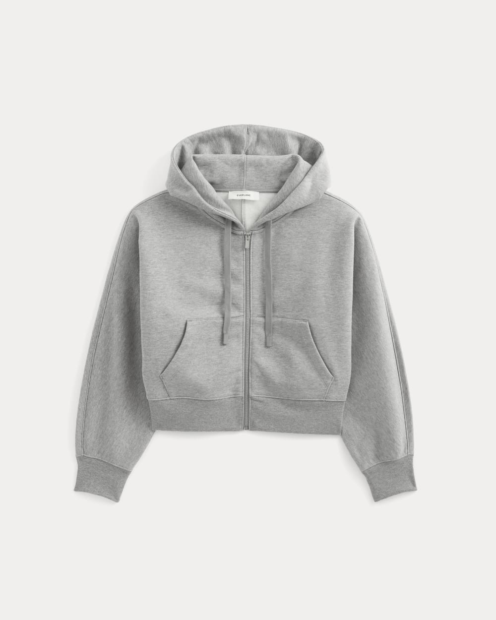 Luxe Fleece Full-Zip Cropped Hoodie | Vintage Heather Grey - Image 2