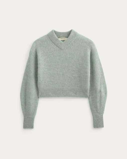 Alternative view of Cropped Cocoon Sweater in Alpaca | Heather Gray Mist