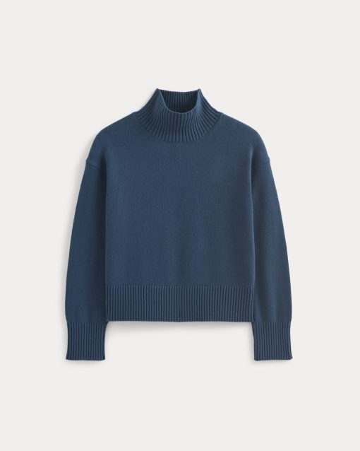 Alternative view of The Boxy Turtleneck in Everyday Cotton | Deep Lazuli Blue