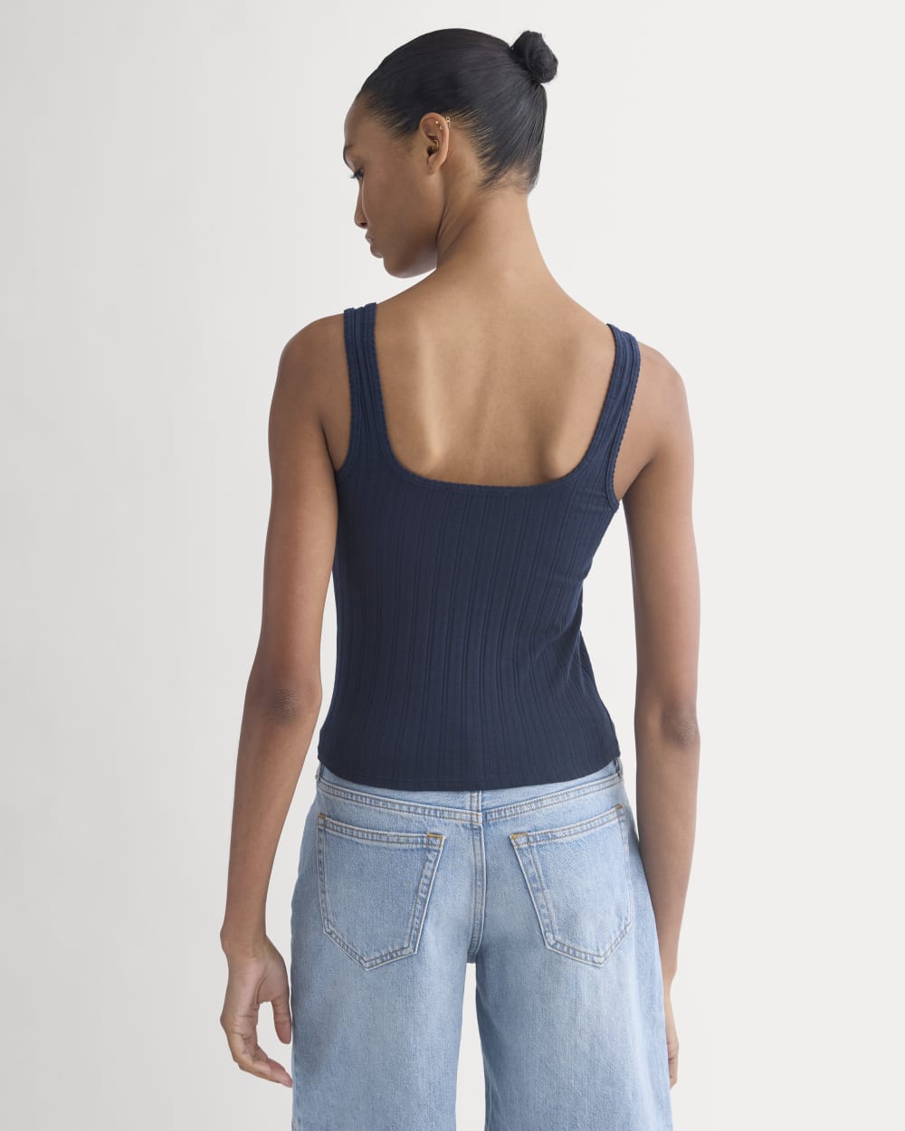 Scoop-Neck Tank in Pointelle | Deep Navy - Image 6