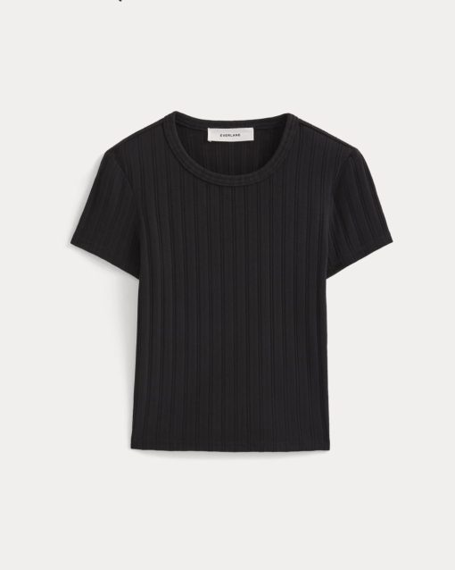 Alternative view of Cropped Crew in Pointelle | Black