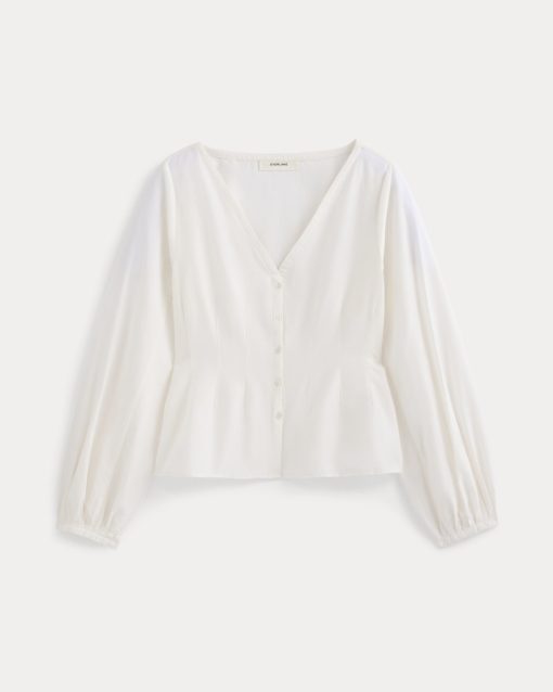 Alternative view of Balloon Sleeve Top in Cotton Silk | Bone